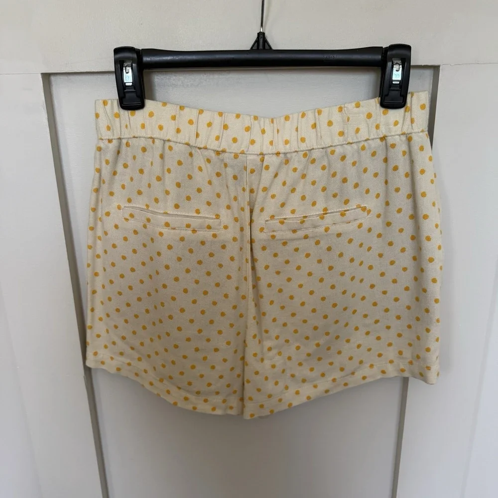 Vero Moda Linen Blend Shorts SMALL Cream Yellow Micro Polka Dot Pocket Pull On - Picture 3 of 9